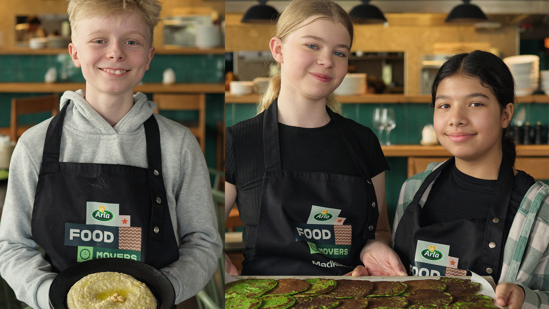 Glade børn i køkkenet hos Madklubben