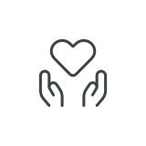 Hjerte mellem to hænder ikon