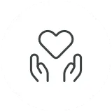 Hjerte mellem to hænder ikon